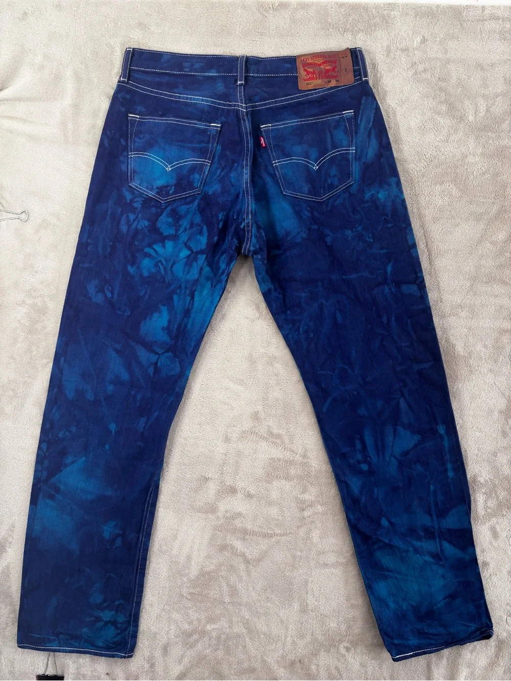 Levi’s 501 Original Fit Jeans Blue Marble Wash Button Fly Men’s 36x34